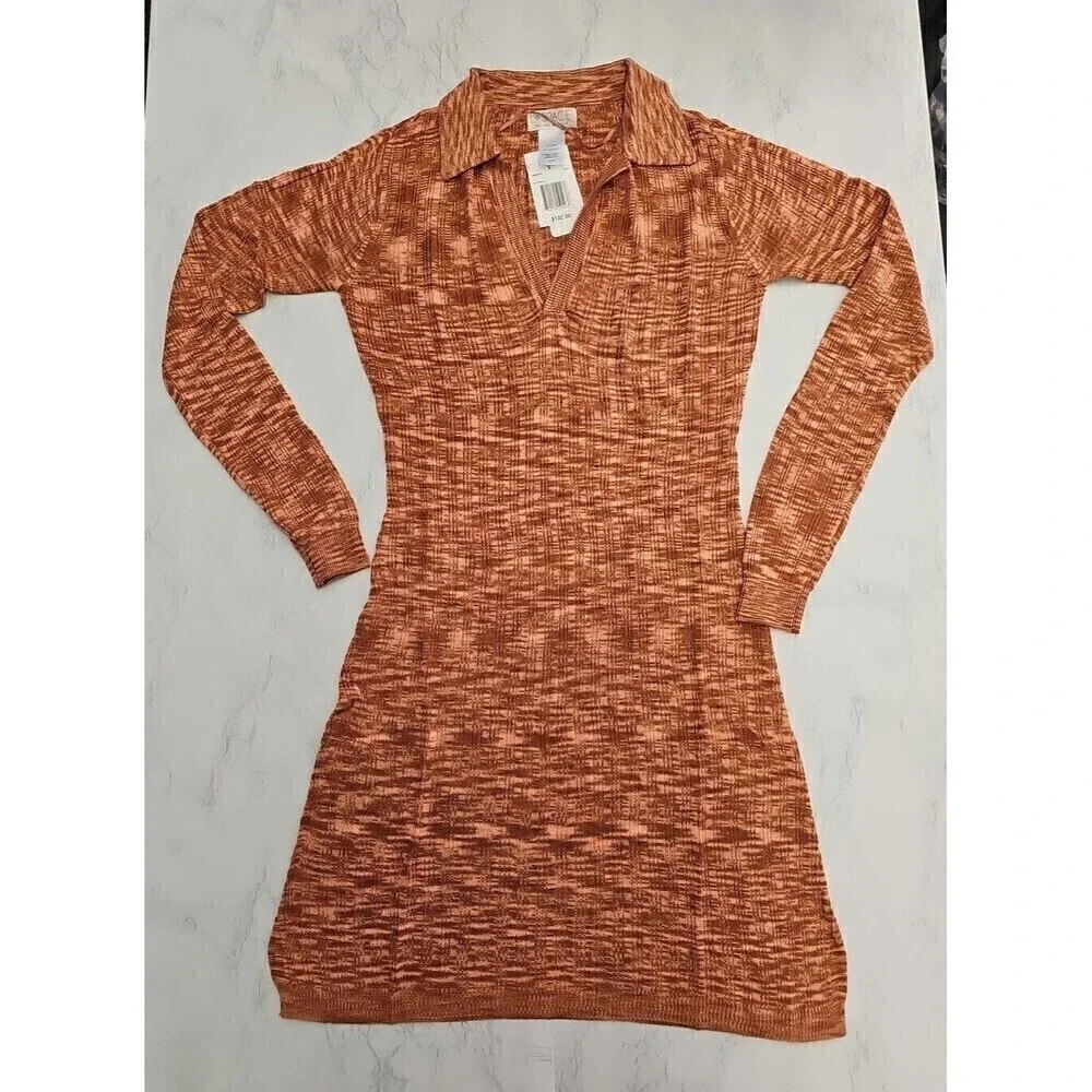 LSpace Aria Long Sleeve Vneck Mini Knit Dress Sahara Small